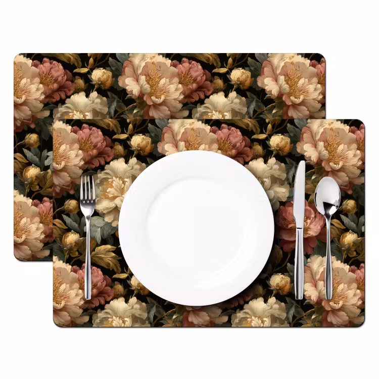Bloemen - Barok - Patroon - Roze - Crème Placemat vinyl groot 368 -zzsfeer2_Kitchenyeah-website