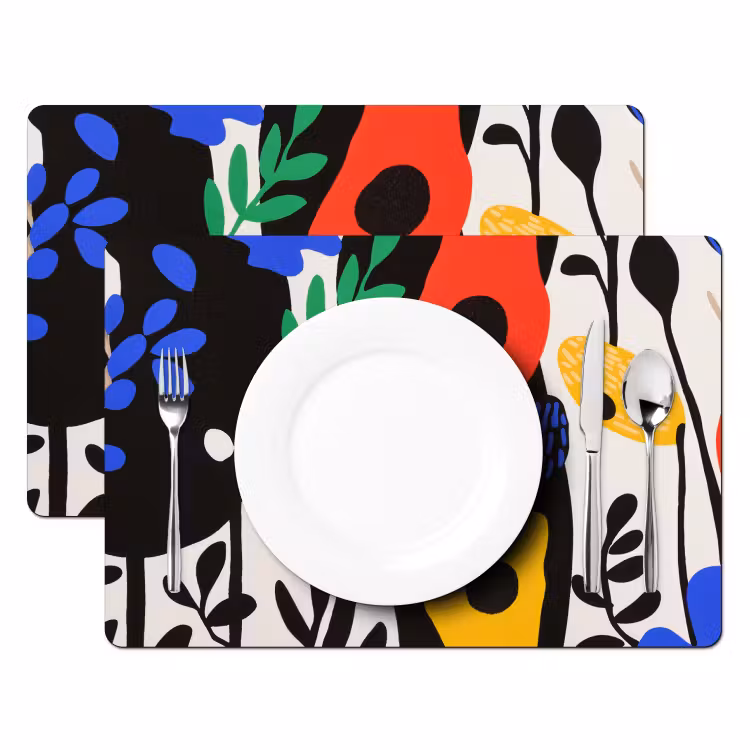 Bloemen - Bladeren - Abstract - Zwart Placemat vinyl groot -zzsfeer2_Kitchenyeah-website