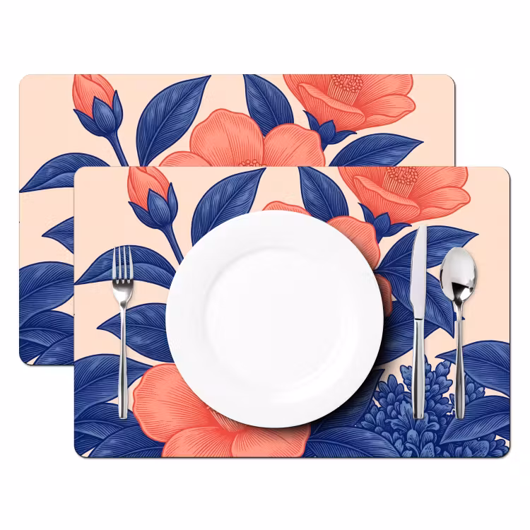 Placemat - 6 stuks - Bloemen - Bladeren - Botanisch - Bloemen - Bladeren - Botanisch Placemat vinyl groot