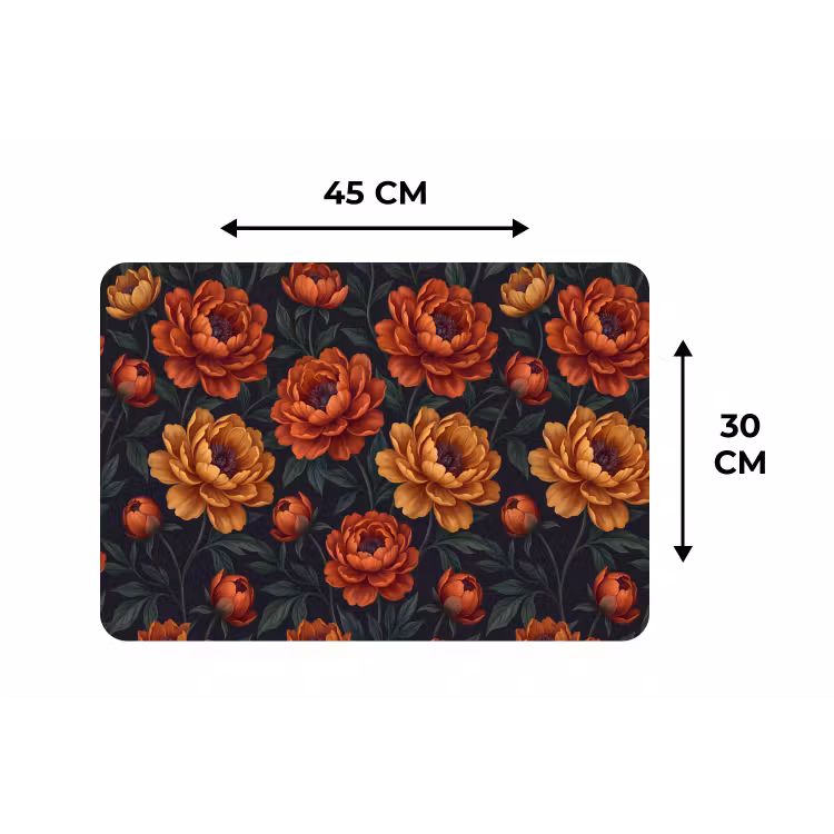 Bloemen - Bladeren - Natuur - Modern - Oranje Placemat vinyl groot -specs
