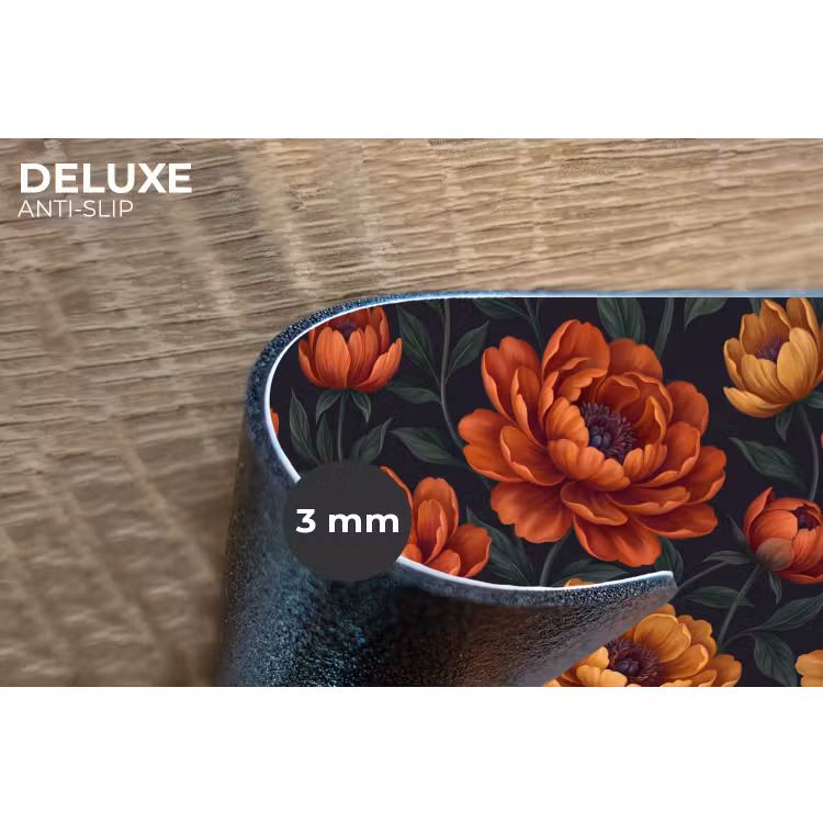 Bloemen - Bladeren - Natuur - Modern - Oranje Placemat vinyl groot -closeup