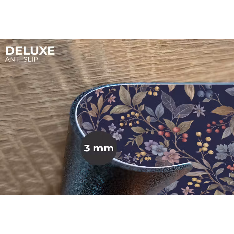Bloemen - Bladeren - Patroon - Botanisch - Donkerblauw Placemat vinyl groot -closeup
