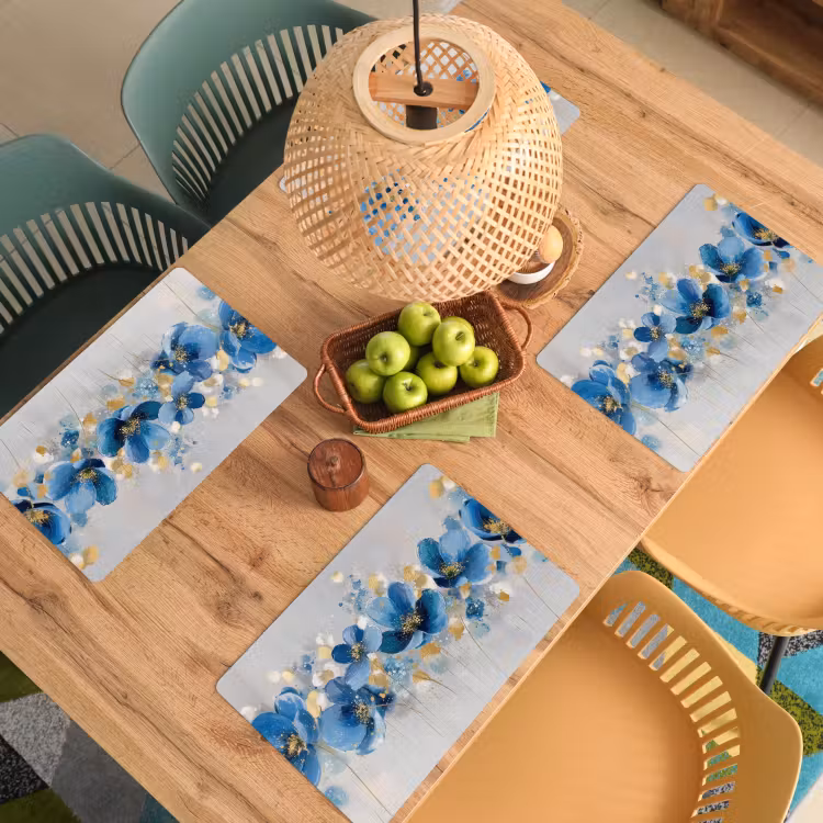 Bloemen - Blauw - Abstract Placemat vinyl groot -zzsfeer5_Kitchenyeah-website