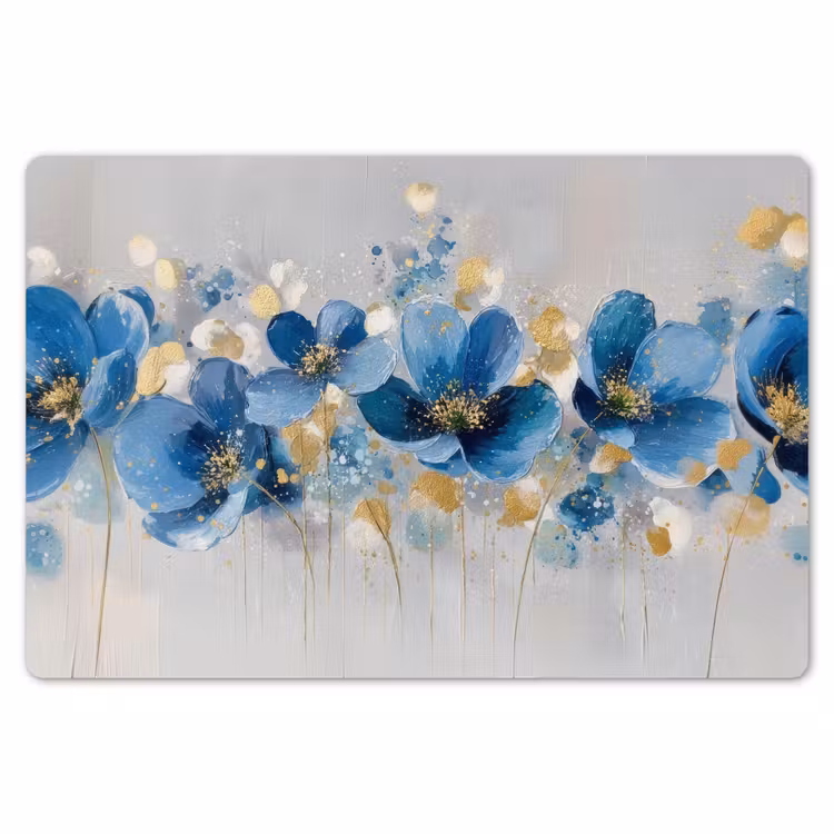 Bloemen - Blauw - Abstract Placemat vinyl groot -zzsfeer1_Kitchenyeah-website