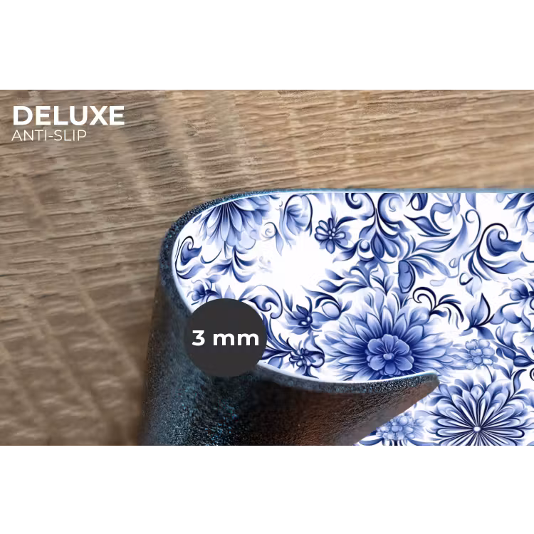 Bloemen - Blauw - Patroon - Wit Placemat vinyl groot 368 -closeup