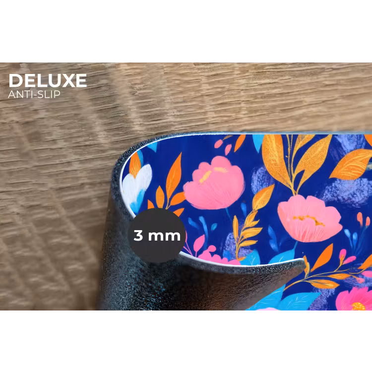 Bloemen - Blauw - Roze Placemat vinyl groot -closeup