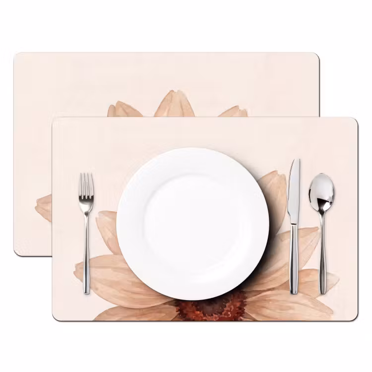 Bloemen - Bloemblad - Natuur - Aquarel - Beige Placemat vinyl groot -zzsfeer2_Kitchenyeah-website