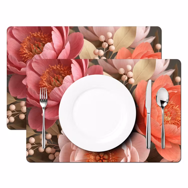 Bloemen - Bloesem - Zacht - Koraal - Decoratie Placemat vinyl groot -zzsfeer2_Kitchenyeah-website