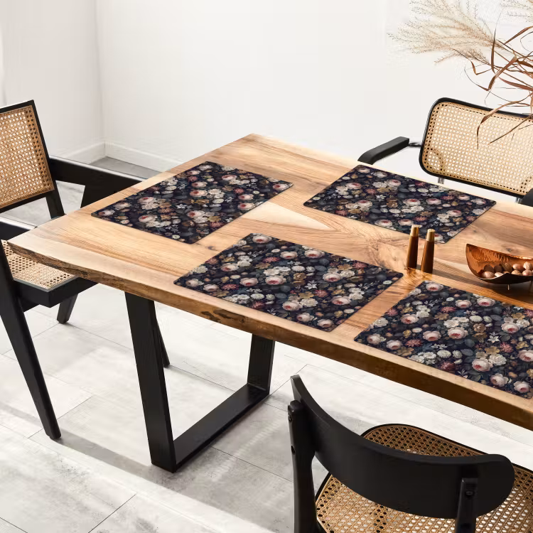 Bloemen - Boeket - Botanisch - Vintage - Donkere achtergrond Placemat vinyl groot -zzsfeer4_Kitchenyeah-website