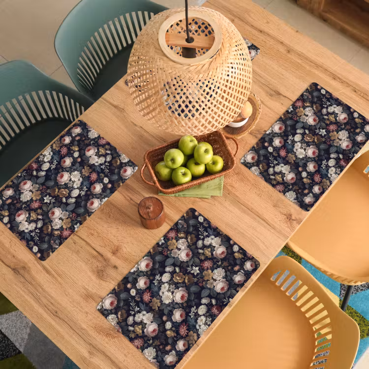 Bloemen - Boeket - Botanisch - Vintage - Donkere achtergrond Placemat vinyl groot -zzsfeer5_Kitchenyeah-website