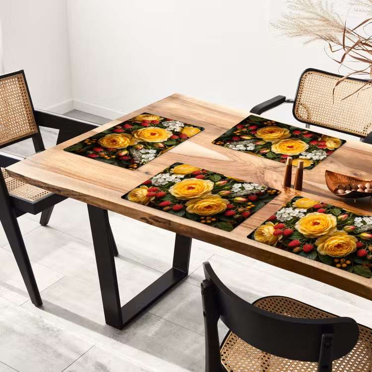 Bloemen - Boeket - Natuur - Klassiek - Geel Placemat vinyl groot -zzsfeer4_Kitchenyeah-website