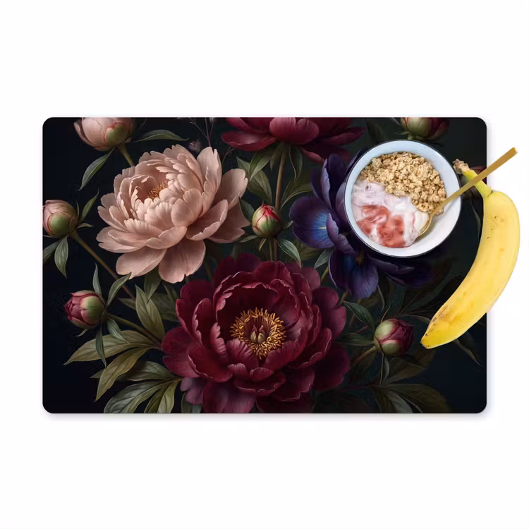 Bloemen - Boeket - Natuur - Modern - Donker Placemat vinyl groot -zzzproduct_Kitchenyeah-website