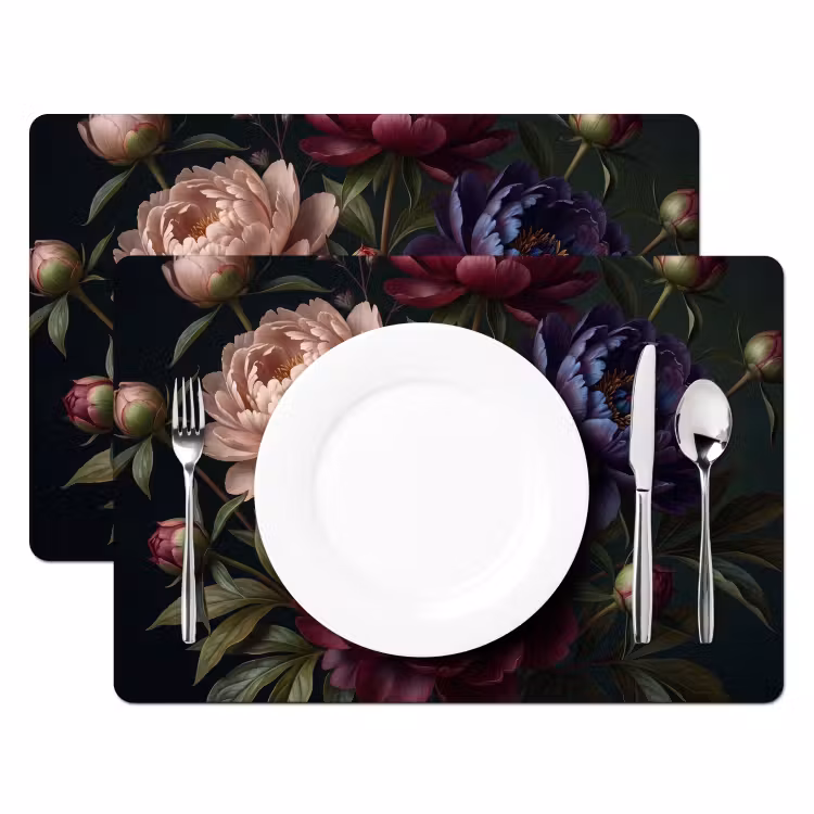 Bloemen - Boeket - Natuur - Modern - Donker Placemat vinyl groot -zzsfeer2_Kitchenyeah-website