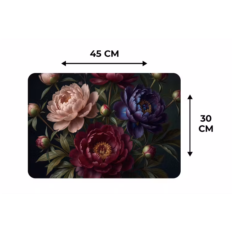 Bloemen - Boeket - Natuur - Modern - Donker Placemat vinyl groot -specs