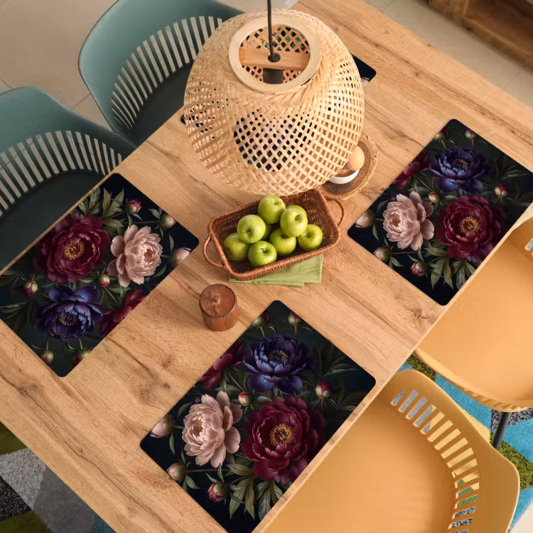 Bloemen - Boeket - Natuur - Modern - Donker Placemat vinyl groot -zzsfeer5_Kitchenyeah-website