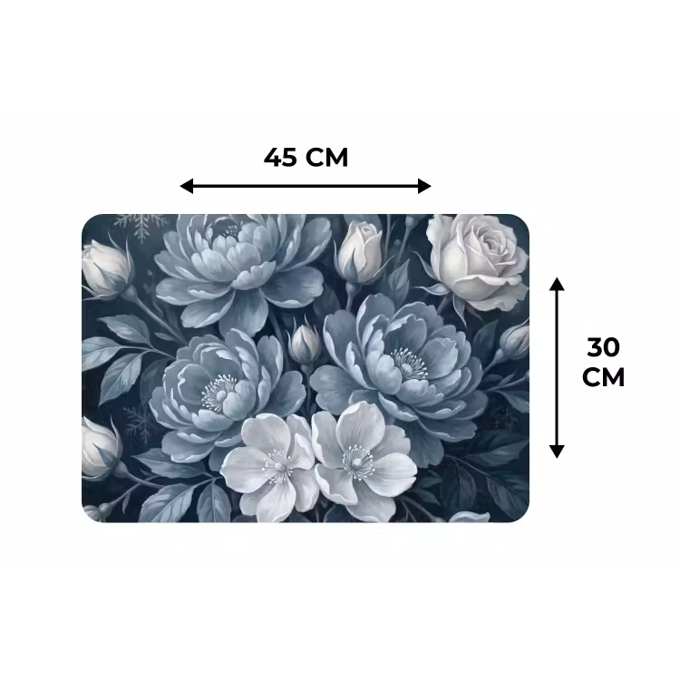 Bloemen - Boeket - Winter - Abstract - Blauw Placemat vinyl groot -specs