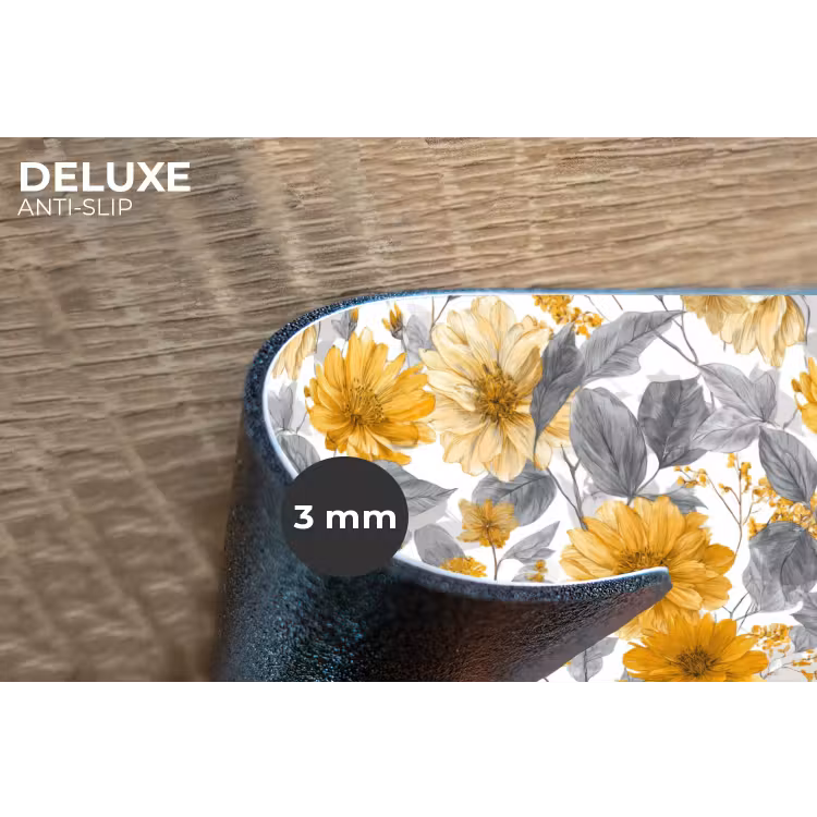Bloemen - Botanisch - Elegant - Okergeel - Grijs Placemat vinyl groot 368 -closeup