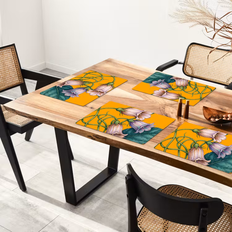 Placemat - 6 stuks - Bloemen - Botanisch - Geel — 5