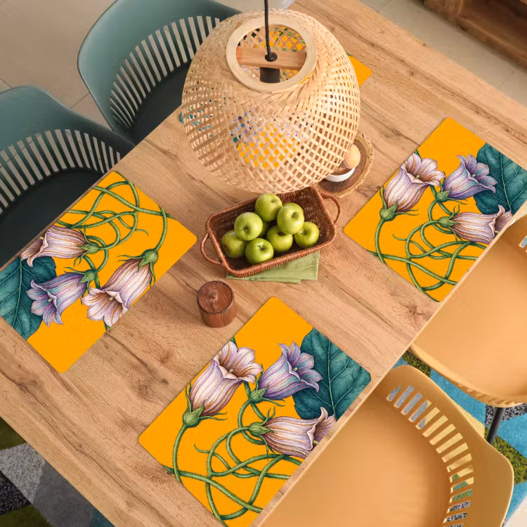 Placemat - 6 stuks - Bloemen - Botanisch - Geel — 6