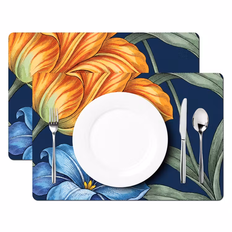 Placemat - 6 stuks - Bloemen - Botanisch - Patroon - Bloemen - Botanisch - Patroon Placemat vinyl groot
