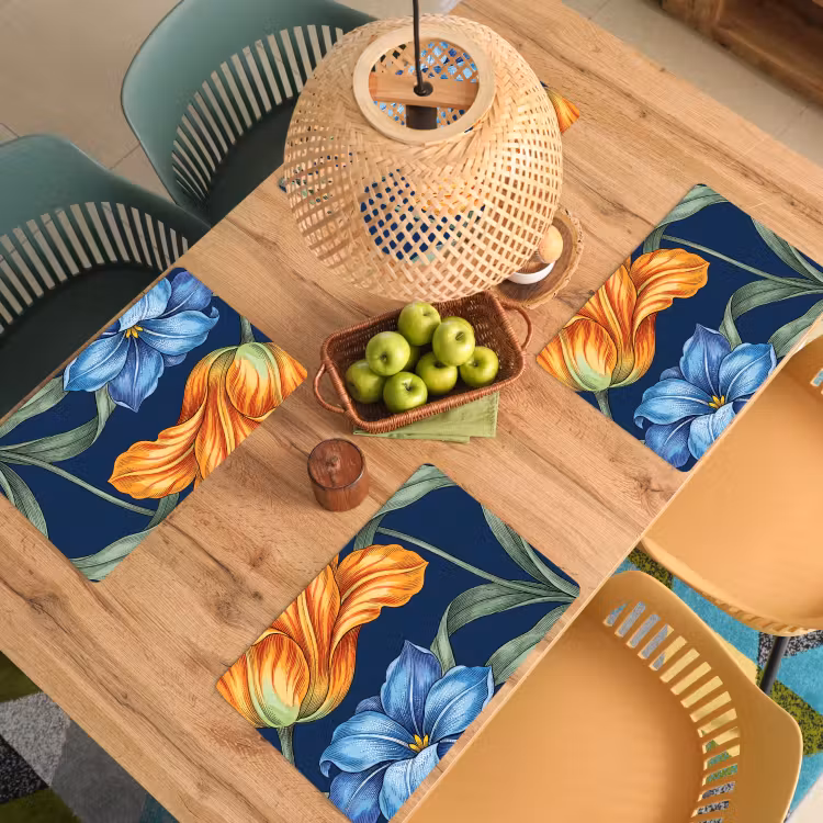 Placemat - 6 stuks - Bloemen - Botanisch - Patroon - Bloemen - Botanisch - Patroon Placemat vinyl groot