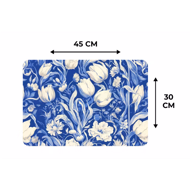 Bloemen - Delfts Blauw - Patroon - Tulp Placemat vinyl groot -specs