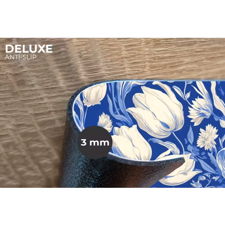 Bloemen - Delfts Blauw - Patroon - Tulp Placemat vinyl groot -closeup