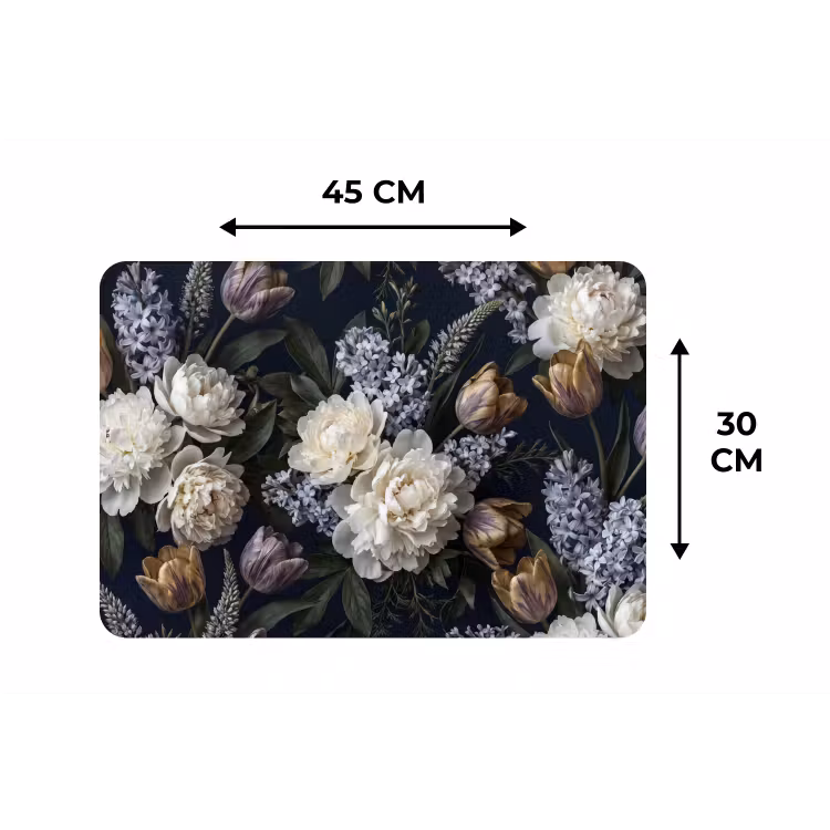 Bloemen - Donker - Elegant - Natuur - Wit Placemat vinyl groot -specs