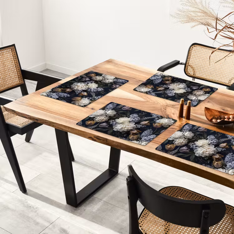Bloemen - Donker - Elegant - Natuur - Wit Placemat vinyl groot -zzsfeer4_Kitchenyeah-website