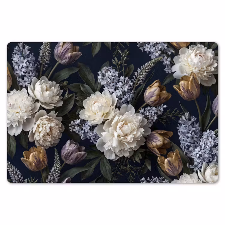 Bloemen - Donker - Elegant - Natuur - Wit Placemat vinyl groot -zzsfeer1_Kitchenyeah-website