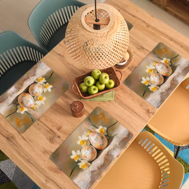 Bloemen - Eieren - Geschilderd Placemat vinyl groot -zzsfeer5_Kitchenyeah-website