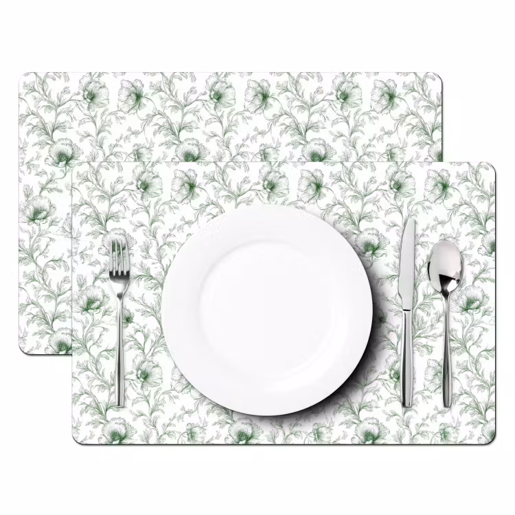 Bloemen - Getekend - Groen Placemat vinyl groot 368 -zzsfeer2_Kitchenyeah-website