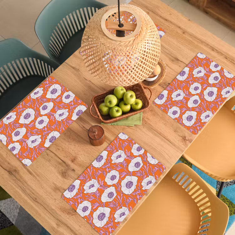 Bloemen - Grafisch - Oranje Placemat vinyl groot 368 -zzsfeer5_Kitchenyeah-website