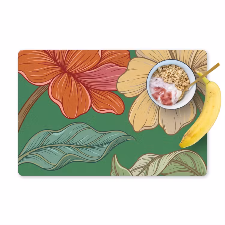 Placemat - 6 stuks - Bloemen - Groen - Illustratie — 1