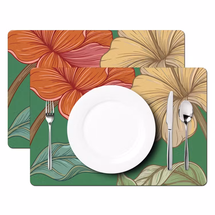 Placemat - 6 stuks - Bloemen - Groen - Illustratie — 2