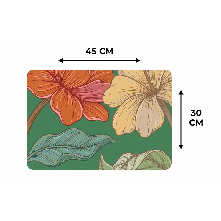 Placemat - 6 stuks - Bloemen - Groen - Illustratie — 3