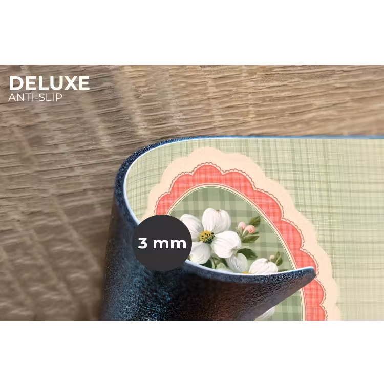 Bloemen - Illustratie - Geruit - Groen Placemat vinyl groot -closeup