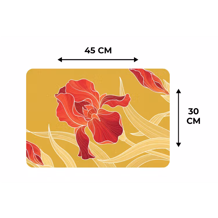 Placemat - 6 stuks - Bloemen - Illustratie - Rood - Bloemen - Illustratie - Rood Placemat vinyl groot