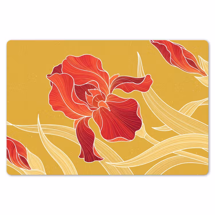 Placemat - 6 stuks - Bloemen - Illustratie - Rood - Bloemen - Illustratie - Rood Placemat vinyl groot