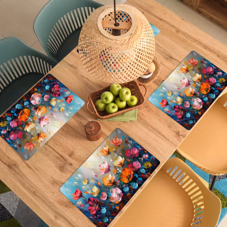 Bloemen - Kleurrijk - Abstract - Verf - Natuur Placemat vinyl groot -zzsfeer5_Kitchenyeah-website