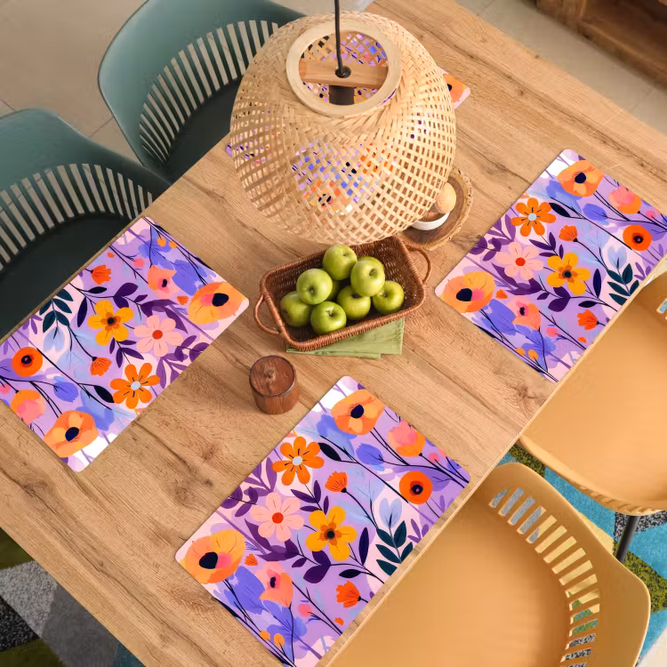 Bloemen - Kleurrijk - Bladeren Placemat vinyl groot -zzsfeer5_Kitchenyeah-website