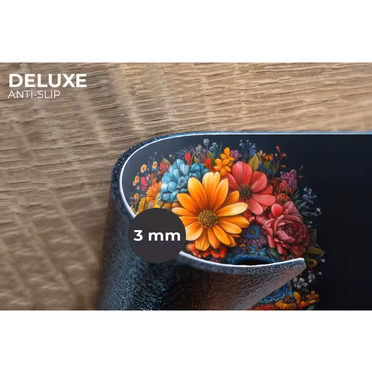 Bloemen - Kleurrijk - Schedel Placemat vinyl groot -closeup
