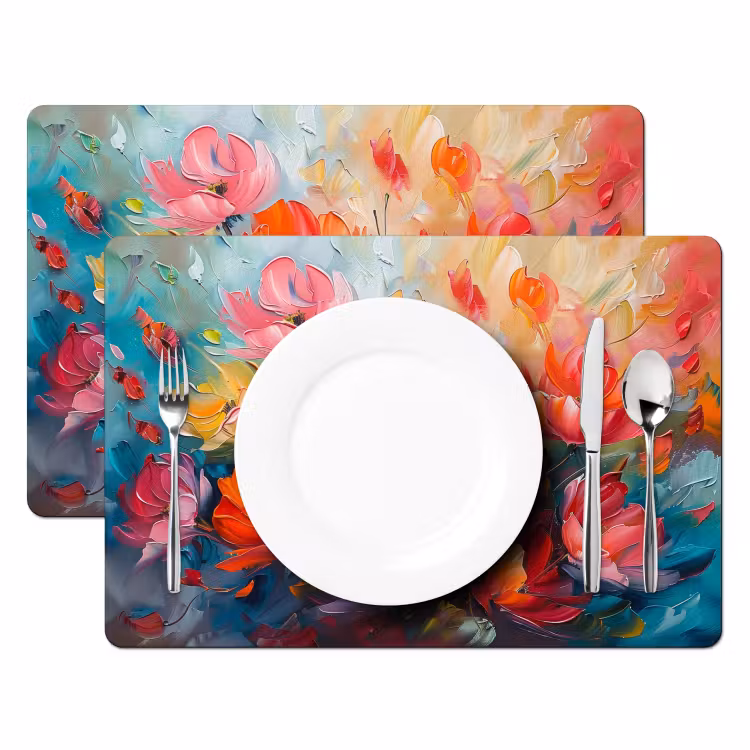 Bloemen - Kleurrijk - Verf - Abstract - Kunst Placemat vinyl groot -zzsfeer2_Kitchenyeah-website