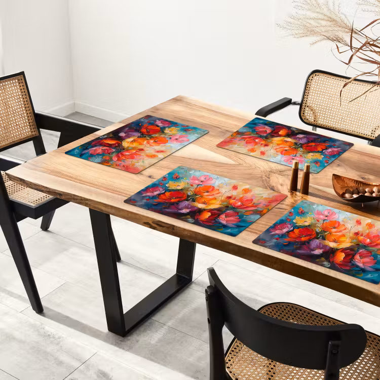 Bloemen - Kleurrijk - Verf - Abstract - Kunst Placemat vinyl groot -zzsfeer4_Kitchenyeah-website