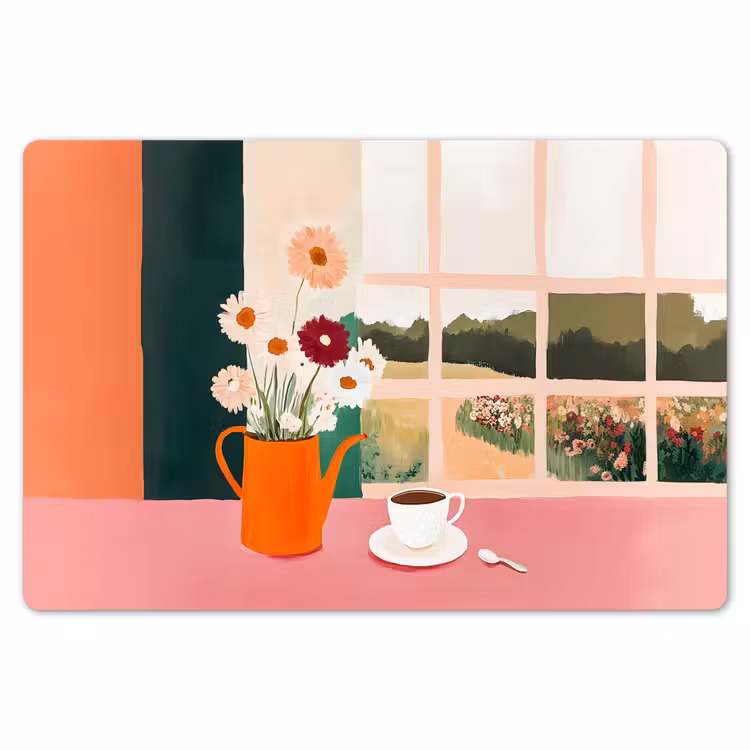 Bloemen - Koffie - Raam Placemat vinyl groot -zzsfeer1_Kitchenyeah-website