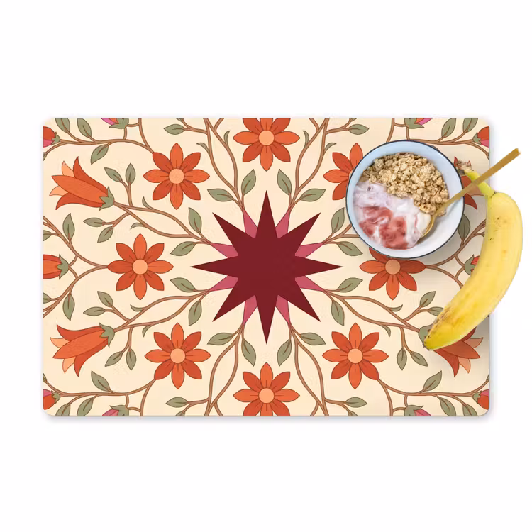 Bloemen - Mandala - Decoratief - Rood Placemat vinyl groot -zzzproduct_Kitchenyeah-website