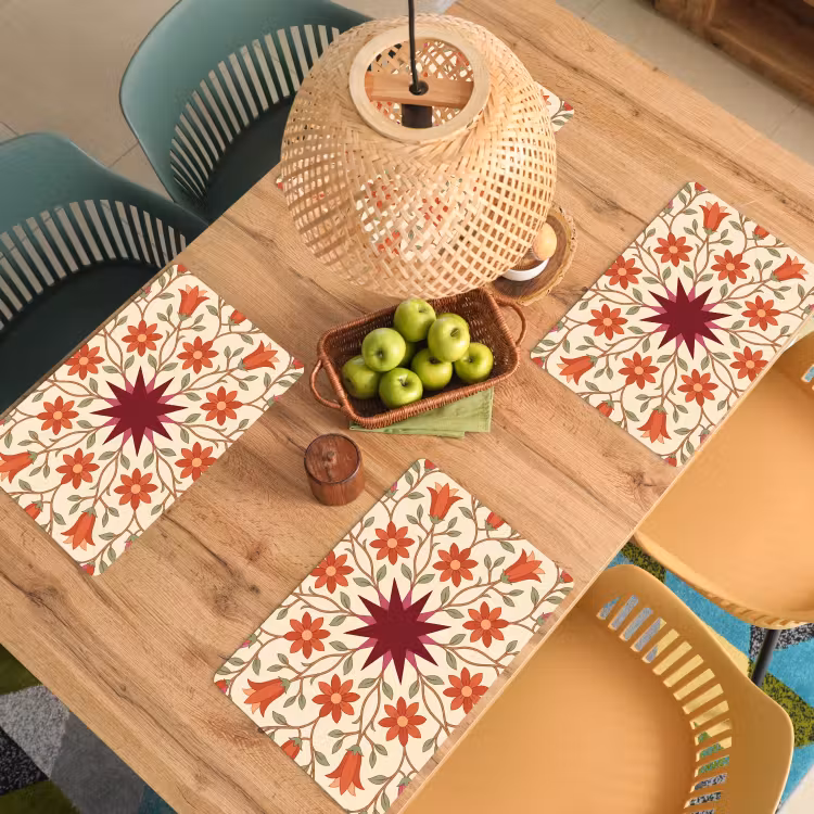 Bloemen - Mandala - Decoratief - Rood Placemat vinyl groot -zzsfeer5_Kitchenyeah-website