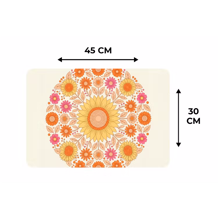 Bloemen - Mandala - Patroon - Kleurrijk Placemat vinyl groot -specs