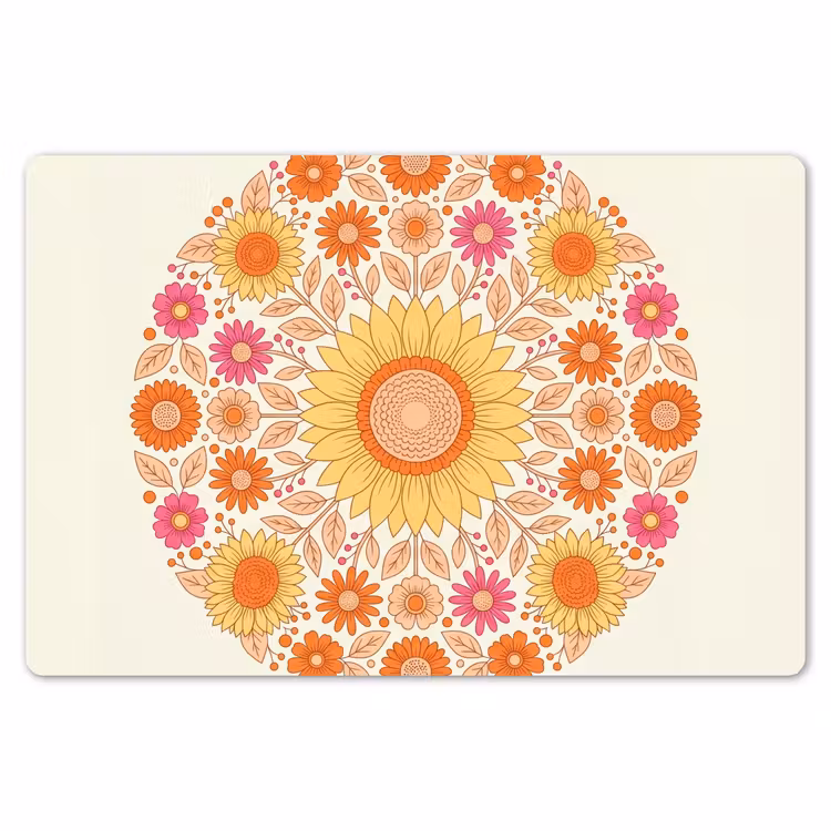 Bloemen - Mandala - Patroon - Kleurrijk Placemat vinyl groot -zzsfeer1_Kitchenyeah-website