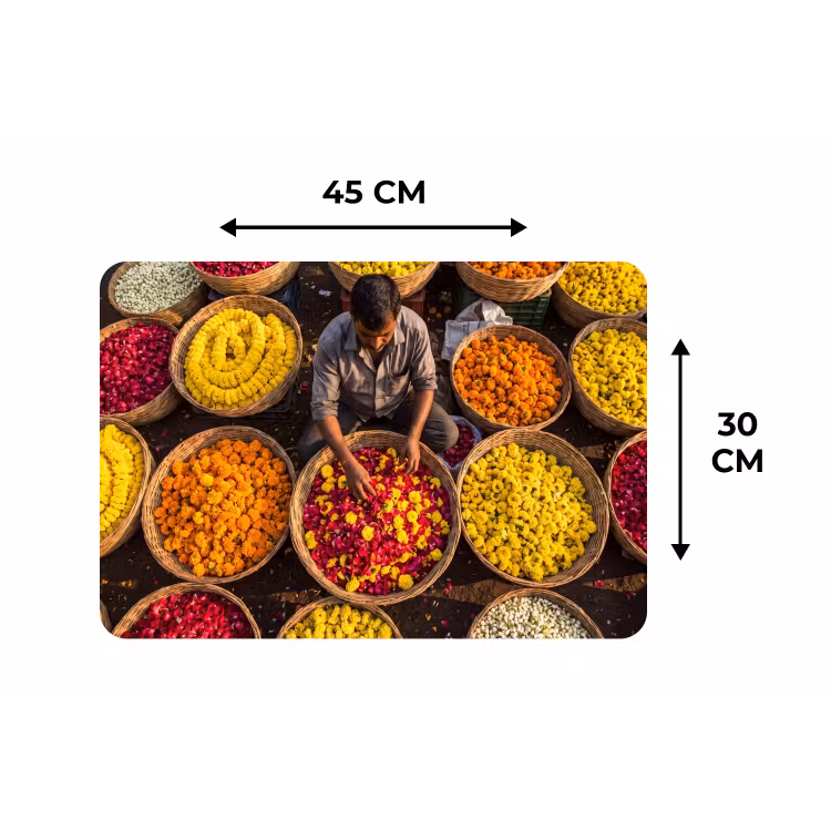 Placemat - 6 stuks - Bloemen - Markt - Kleurrijk - Bloemen - Markt - Kleurrijk Placemat vinyl groot